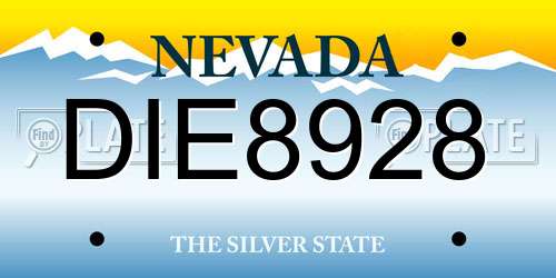 DIE8928 Nevada License Plate