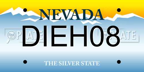DIEH08 Nevada License Plate