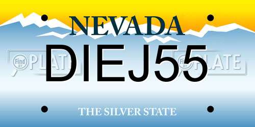 DIEJ55 Nevada License Plate
