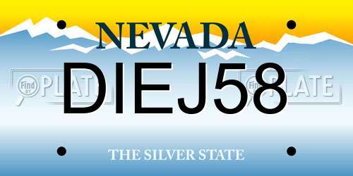 DIEJ58 Nevada License Plate
