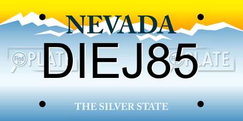 DIEJ85 Nevada License Plate