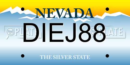 DIEJ88 Nevada License Plate