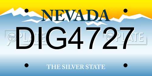 DIG4727 Nevada License Plate
