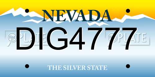 DIG4777 Nevada License Plate