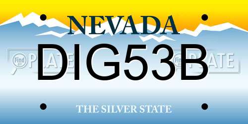 DIG53B Nevada License Plate