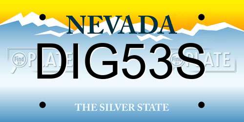DIG53S Nevada License Plate