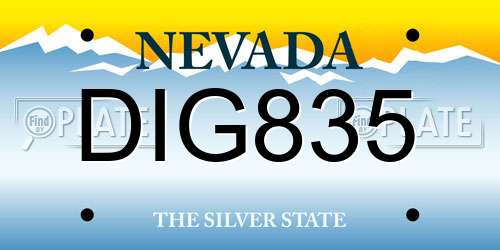 DIG835 Nevada License Plate