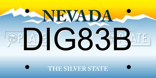 DIG83B Nevada License Plate