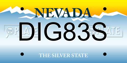 DIG83S Nevada License Plate