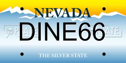 DINE66 Nevada License Plate