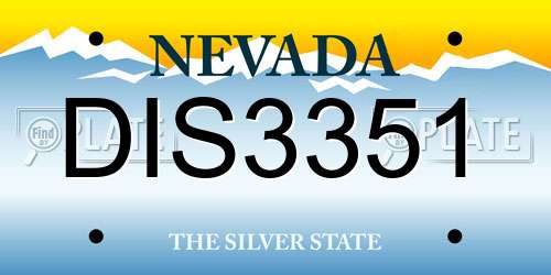 DIS3351 Nevada License Plate