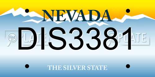 DIS3381 Nevada License Plate