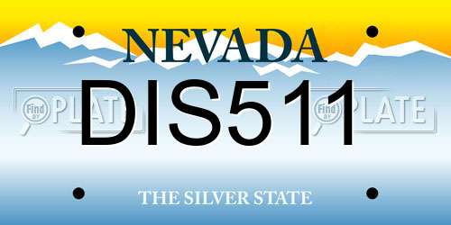 DIS511 Nevada License Plate