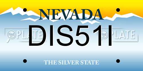 DIS51I Nevada License Plate