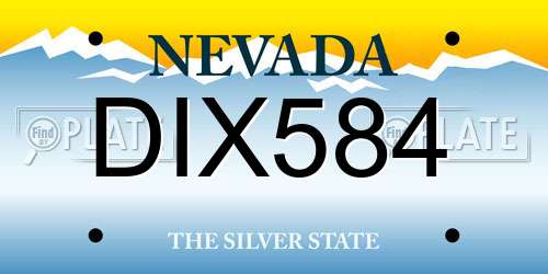 DIX584 Nevada License Plate