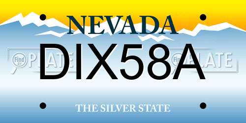 DIX58A Nevada License Plate