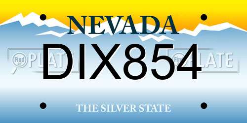 DIX854 Nevada License Plate