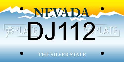 DJ112 Nevada License Plate