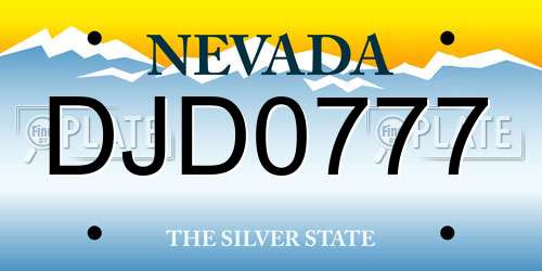 DJD0777 Nevada License Plate