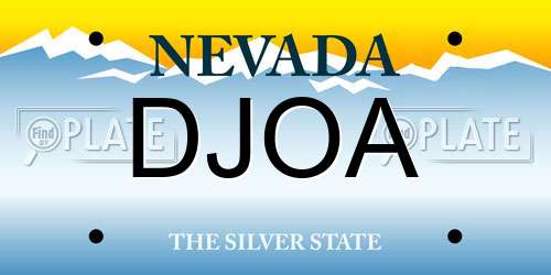 DJOA Nevada License Plate