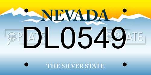 DL0549 Nevada License Plate