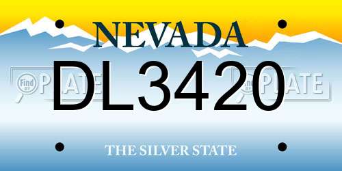 DL3420 Nevada License Plate