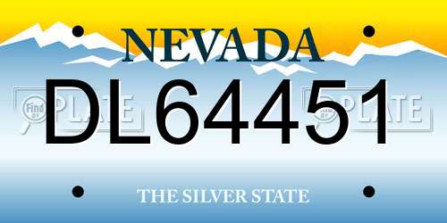 DL64451 Nevada License Plate