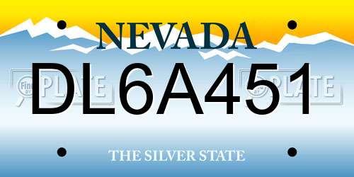 DL6A451 Nevada License Plate
