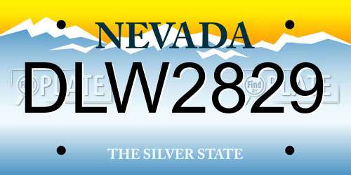 DLW2829 Nevada License Plate