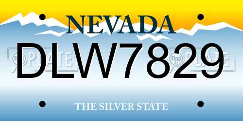 DLW7829 Nevada License Plate