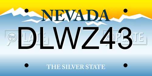 DLWZ43 Nevada License Plate
