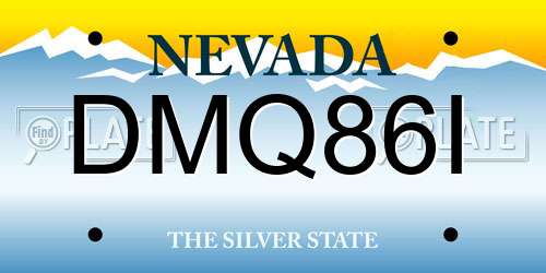 DMQ86I Nevada License Plate