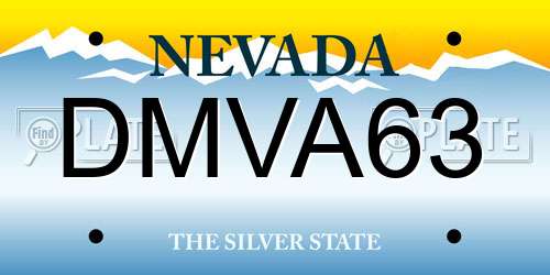 DMVA63 Nevada License Plate