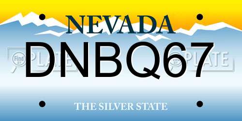 DNBQ67 Nevada License Plate