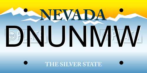 DNUNMW Nevada License Plate