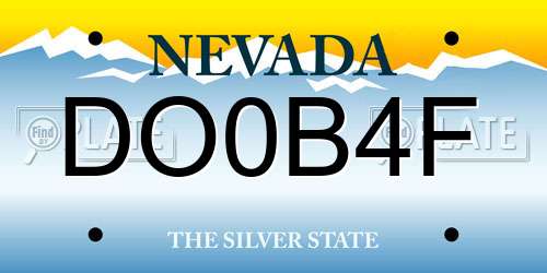 DO0B4F Nevada License Plate