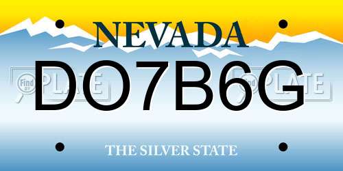 DO7B6G Nevada License Plate