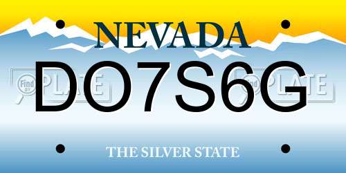 DO7S6G Nevada License Plate