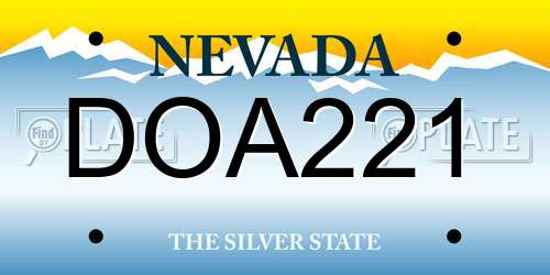DOA221 Nevada License Plate