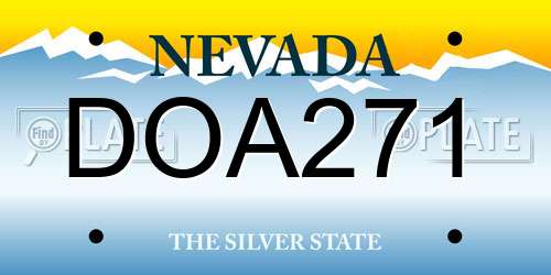 DOA271 Nevada License Plate