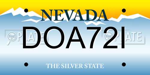 DOA72I Nevada License Plate
