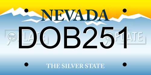 DOB251 Nevada License Plate
