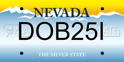 DOB25I Nevada License Plate