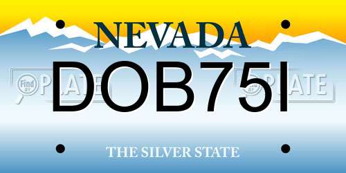 DOB75I Nevada License Plate