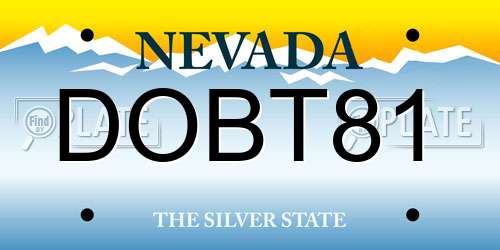 DOBT81 Nevada License Plate