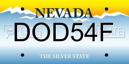 DOD54F Nevada License Plate