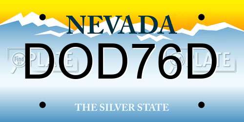 DOD76D Nevada License Plate