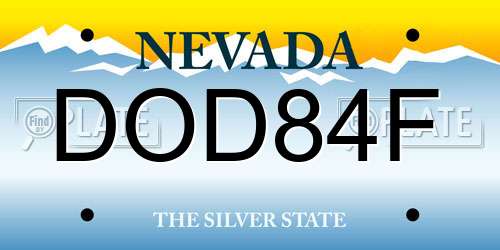 DOD84F Nevada License Plate