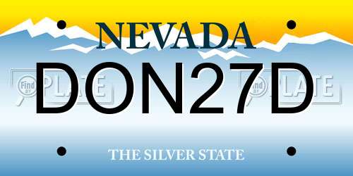 DON27D Nevada License Plate