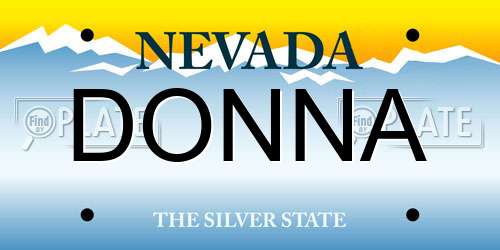 DONNA Nevada License Plate